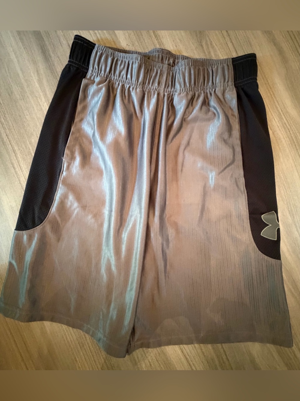 Under Armour Gray Athletic Shorts with Black Panels- men’s size M
